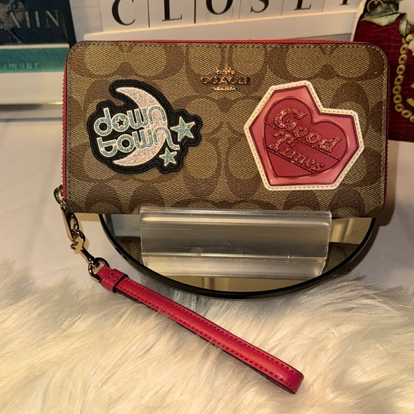 Coach Handbags - Coach Signature Long Zip Around Khaki Multi Wallet Down Town & Good Times EUC